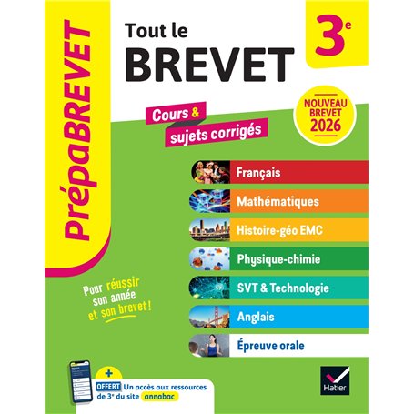 Prépabrevet - Tout le nouveau brevet 2026 - 3e (toutes les matières)