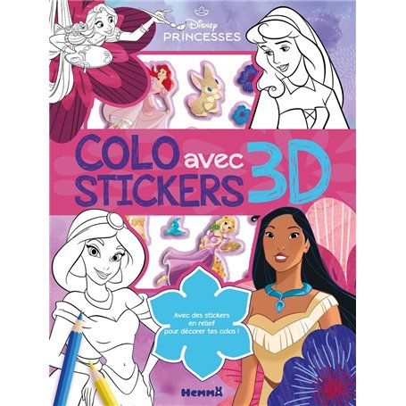 Disney Princesses - Colo avec stickers 3D
