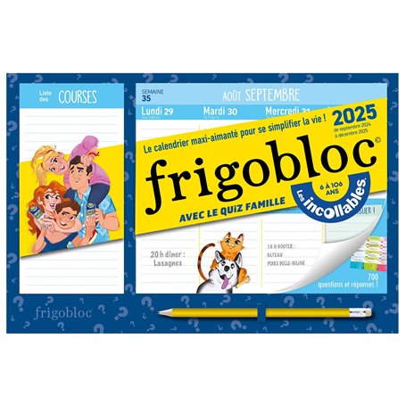 Mini Frigobloc Hebdomadaire 2025 avec le quiz famille Les Incollables® (de sept. 2024 à déc. 2025)