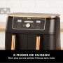 Ninja Foodi MAX Dual Zone Air Fryer, Friteuse sans huile, 2 tiroirs, 9,5 L, 6-en-1 (Air Fry, Max Crisp, rôtir, cuire, réchauffer