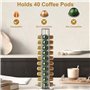 Porte Rangement pour Nespresso Capsules de Café, Supports pour 40 Capsules de Café Argent, 360 Degrés Rotable Range Coffee Capsu