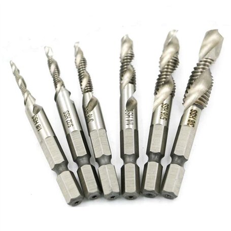 NUZAMAS Jeu de 6 tarauds à visser Jeu de tiges à six pans creux Vis à tête hexagonale Vis à filetage hélicoïdal Filetage à point