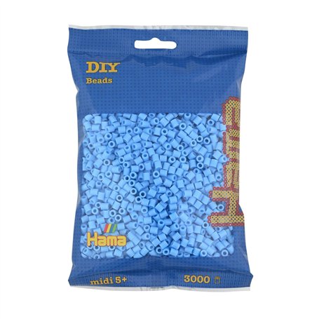 Hama Perlen 201-46 Sachet de perles à repasser avec environ 3000 perles colorées Midi Craft Bleu pastel Diamètre 5 mm Pour loisi