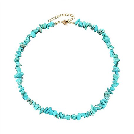Mingjun Collier ras du cou turquoise fait main réglable pierre été plage collier pour femmes filles