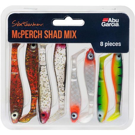 Abu Garcia Svartzonker McPerch Shad Mix boîte avec leurres Souples pour la pêche des carnassiers en Eau Douce Varié Coloris Asso