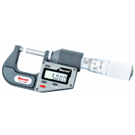 Starrett 3732MEXFL-25 Micromètre digital impérial/métrique sans sortie de données Graduation 0-25 mm 0