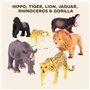 Terra by Battat AN6062BZ - Set de 6 Figurines Animaux Sauvages Réalistes en Plastique - Inclut Lion - Tigre - Jaguar - Hippopota