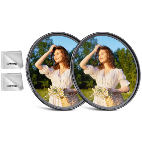 NEEWER Packs de 2 Filtres de Diffusion Noirs pour Objectif d'Appareil Photo 67mm 1/4 et 1/8