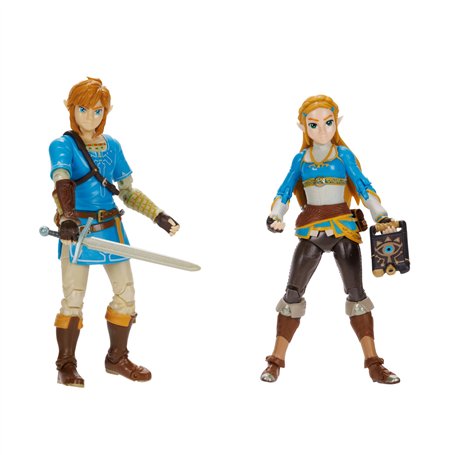 Nintendo Zelda - Pack de 2 Figurines d'action Link et Zelda - 11 Cm - 20 Points d'Articulation - Licence Officielle Zelda Breath