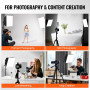 VEVOR Kit d'Éclairage Softbox Professionnel 400 x 400 mm avec Ampoules LED 45 W, Couleur Réglable 3000-6500 K, Support Trépied,