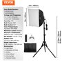 VEVOR Kit d'Éclairage Softbox Professionnel 400 x 400 mm avec Ampoules LED 45 W, Couleur Réglable 3000-6500 K, Support Trépied,