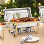 VEVOR Chauffe-Plat Rectangulaire 4PCs 7,5 L, Buffet Chauffant avec 4 Bacs Pleine Taille, Réchaud en Acier Inoxydable, Couvercle