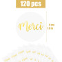 120 Autocollants Merci Transparents 4cm Sticker Rond Étiquette Adhésif Décorations pour Emballage Cadeau Étiquette Enveloppe Noë