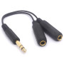 Répartiteur de casque 6,35 mm TRS mono stéréo mâle vers double câble TRS femelle de 20 cm