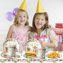Jungle Vaisselles de Fête, 51 pcs Animaux Vaisselle Anniversaire de Fête, Fournitures d'Anniversaire Animaux - Assiettes Gobelet