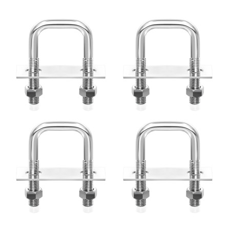 6 Pièces Boulon En U M8 Bride de Fixation Boulons En U Carrés Boulons En Forme De U Aavec 8 Écrous Et 4 Plaque De Cadre M8 65mm