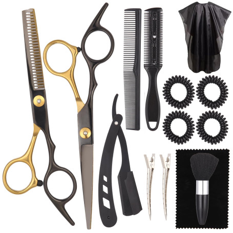 Lot de 16 paires de ciseaux de coiffeur de 17 cm - Ciseaux tranchants avec rasoir