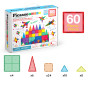 PicassoTiles Ensemble de 60 pièces 60 pièces tuiles de Construction aimantées Blocs de Construction 3D magnétiques clairs Planch