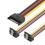 Baolongking Lot de 3 câbles d'alimentation SATA 15 broches mâles vers 2 x SATA 15 broches femelle angle vers le bas