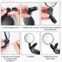 Rétroviseur Vélo 2 pièces, Retroviseur Velo Rotatif à 360°, pour guidon 17,4-22 mm, Retroviseur Trotinette Electrique, Rétrovise