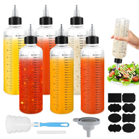 Muyohix 6 Pièces Bouteille Sauce Plastique 250ml