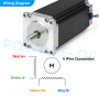 RATTMMOTOR Moteur pas à pas Nema 23 - Double tige - 4 fils - 2,8 Nm - 3 A - 1,8 degrés - 57 x 57 x 112 mm - Pour imprimante 3D -