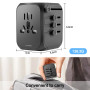 Carehabi Adaptateur Prise Universelle 25W,Adaptateur de Prise International avec 2 USB et 2 USB C,Adaptateur Prise Universelle p