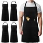 Syntus Lot de 4 bavoirs réglables résistants aux chutes d'eau avec 2 poches Tabliers de cuisine Noir