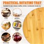 CAREDGO Plateau de Service Rotatif en Bambou, Plateau Tournant en Bambou Assiette de Service Tournante 360° Plateau Tournant en