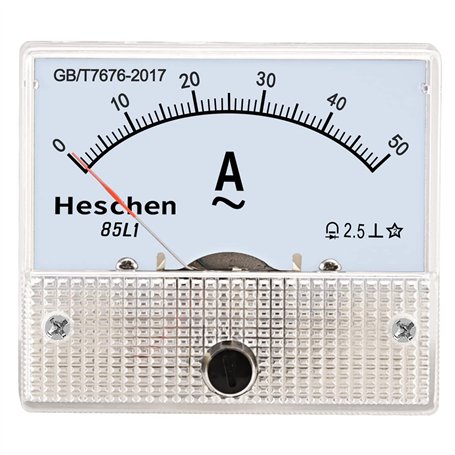 Heschen Testeur ampèremètre 85L1–50 A à panneau rectangulaire - AC 0–50 A - Classe 2.5 - Blanc