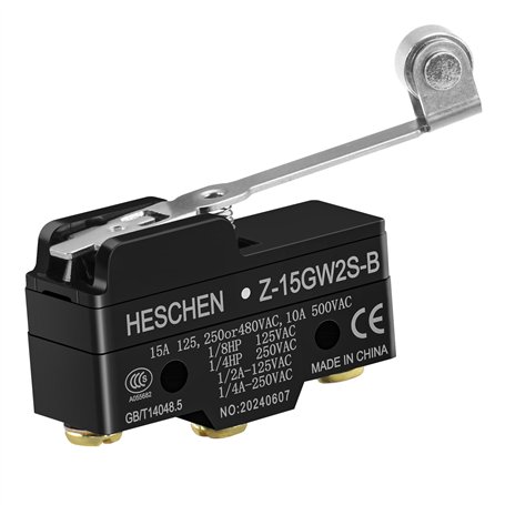 Heschen Micro interrupteur Z-15GW2S-B levier de rouleau de charnière en acier inoxydable 3 bornes à vis 0