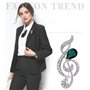 Broche Belons tendance en forme de note de musique/clé de sol avec strass et cristal vert en forme de goutte, pour femme