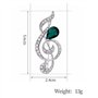 Broche Belons tendance en forme de note de musique/clé de sol avec strass et cristal vert en forme de goutte, pour femme