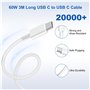 iPhone 15 16 Câble USB C vers USB C 3M, 60W Cable Chargeur iPhone 15 16e Câble Type C Charge Rapide Cable Type C Cordon USBC ver