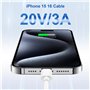 iPhone 15 16 Câble USB C vers USB C 3M, 60W Cable Chargeur iPhone 15 16e Câble Type C Charge Rapide Cable Type C Cordon USBC ver