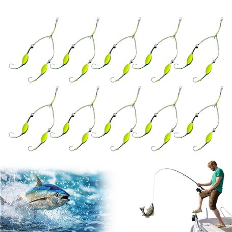 Galenecx 10 Pièces Double Reverse Fishing Hook Set