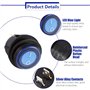 Keenso 3 Broches Interrupteur à Bascule, 12V 16A Commutateur On/Off Rond avec LED Lumière Bleu pour Voiture Camion Commutateur d