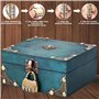 HOMURY Coffre au trésor en bois vintage avec serrure à combinaison, coffre au trésor de pirate, coffre au trésor pour anniversai