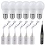 Sporgo Kit d'éclairage E27 : 6 douilles et 6 ampoules LED 5W 6500K blanc froid - Douille E27 avec câble et testeur de tension -