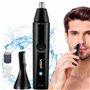 VGR Tondeuse Nez et Oreille 2 en 1 pour Homme - Fixation Sourcils/Corps - Étanchéité IPX5 - Batterie rechargeable de 150 min - É