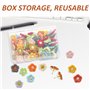 Lot de 60 punaises décoratives en forme de fleur, pour pouce, pour tableau d'affichage, multicolores, convient pour les tableaux
