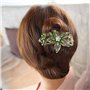 2 Fleurs Clip À Cheveux, Accessoires De Cheveux De La Mode Exquis, Pince À Cheveux En Cristal Pour Femmes, Pince À Cheveux Verts