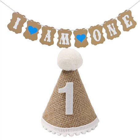 NYGGTYK Bannière De 1 an Et Chapeau d'anniversaire De 1 an