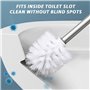 Lot de 2 brosses WC avec manche en acier inoxydable, brosse WC à long manche, diamètre 8 cm, tête de brosse remplaçable (blanc)