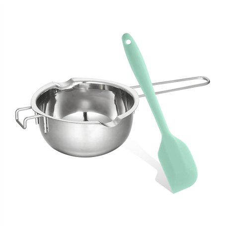 NyxSeat Bol à fondre au bain-marie 400 ml + 1 petite spatule en plastique – Casserole en acier inoxydable 304 pour chocolat
