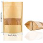 CYH Lot de 50 sacs en papier kraft auto-scellants – Pochettes de stockage alimentaires réutilisables avec fenêtre transparente –