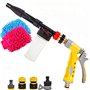 Yida Pistolet à mousse pour voiture avec gant de lavage double face 2 en 1 Buse de pulvérisation manuelle Canon à mousse Pulvéri