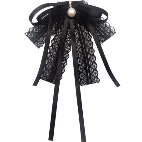 JJiaoLinin Nœud Papillon en Dentelle Noire pour Femme et Fille