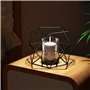 Gvolatee Lot de 2 Bougeoir Géométriques en Métal, Noir Support Bougie, Vintage Chandelier Décoratif, Bougeoirs Pilier pour Centr