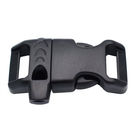 Lot de 10 boucles de sifflet de survie en plastique noir pour bracelets en paracorde 14 mm